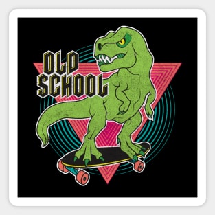 Distressed Old School Skateboarding Dinosaur - T-Rex Skater Magnet